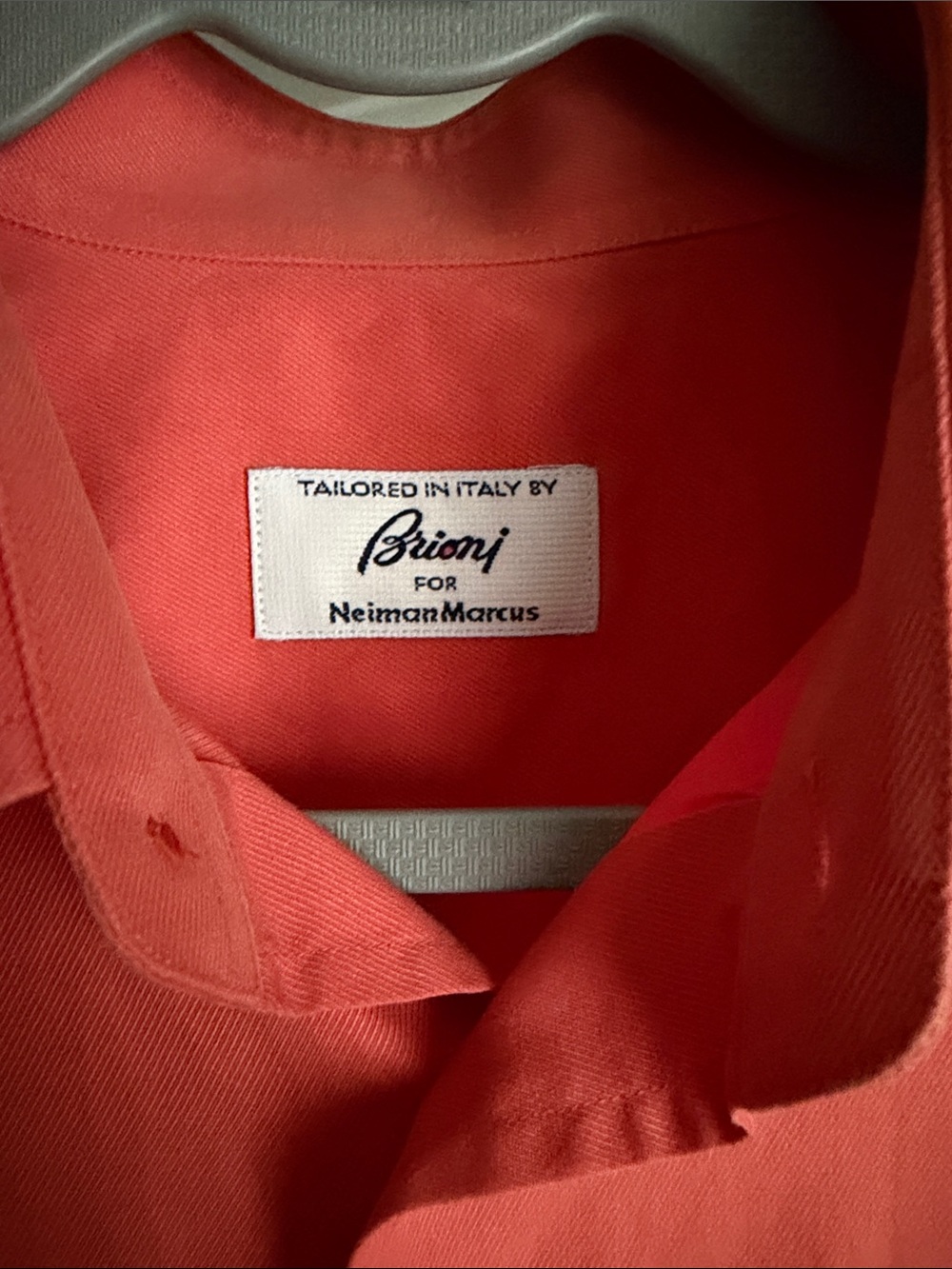 Brioni for Neiman Marcus Coral Button-Down Shirt